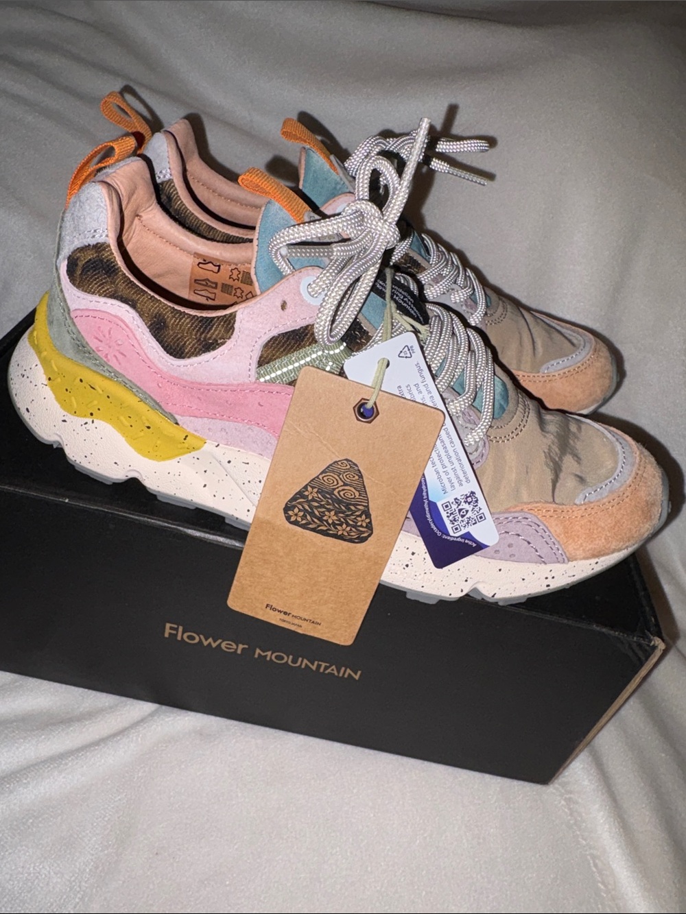 NWT Flower Mountain Yamano 3 Sneaker in Leopard- Light Mustard - Grey - Cipria - Picture 11 of 16